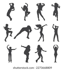 vector flat design dancer silhouette set