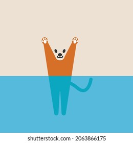 vector flat design of a drowning cat