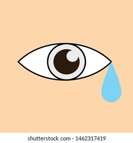 Vector flat design of eye with tear.