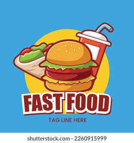 Vektor-Flachdesign-Fastfood-Logo-Vorlage
