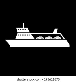 vector flat design ferry ship transportation icon isolated on black background