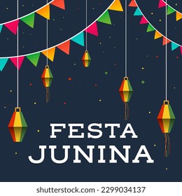 vector flat design festa junina illustration with decorative