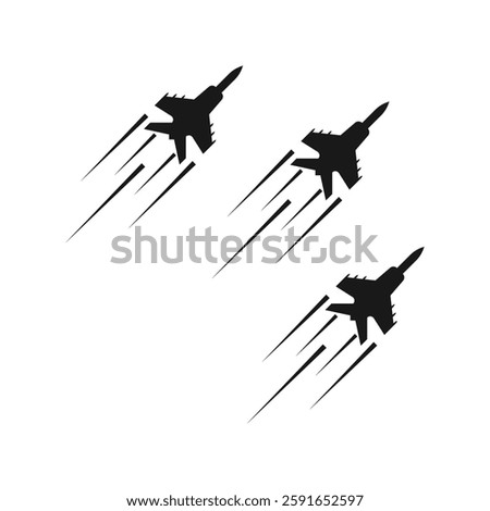 Vector flat design fighter jet silhouette
