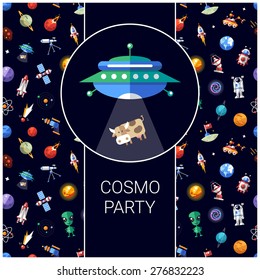 Vector flat design flyer of space icons and infographics elements