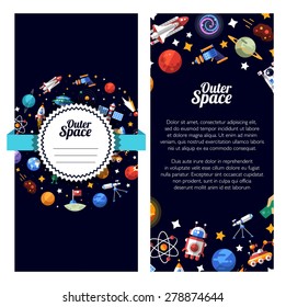 Vector flat design flyer of space icons and infographics elements