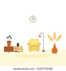  vector flat design of furniture and living room.sofa,and with book, vectors.