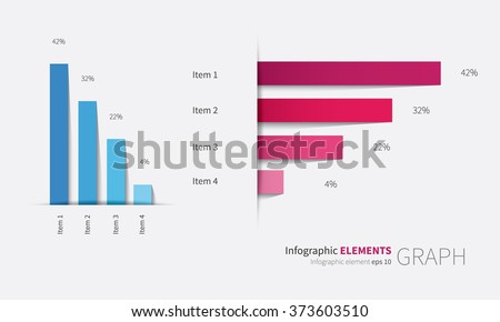 vector flat design graphs with values and percentage / vertical and horizontal graph