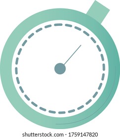 Vector flat design green icon of stopwatch for counting time in training or competition, isolated on white background
