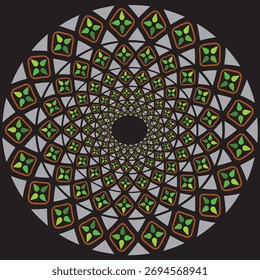vector flat design green swirl with black background  design