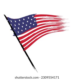 Bandera estadounidense de diseño plana vectorial