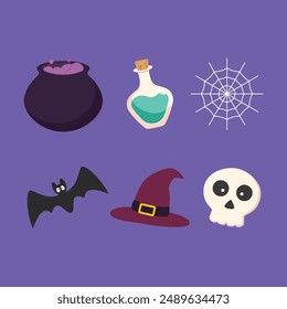 Vector flat design of halloween element collection
