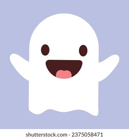 Vector flat design halloween ghost on white backhround.