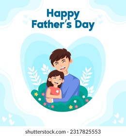 
Vector flat design happy father's day, with father and daughter. Holiday worldwide illustration template. Fit for background,banner, stiker, greeting card, cover, flyer. Vector eps 10.