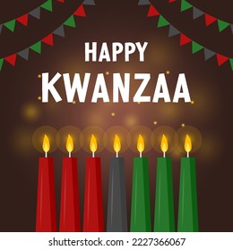 vector flat design happy kwanzaa greetings illustration