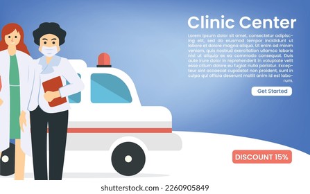 vector flat design hospital facilities web banner