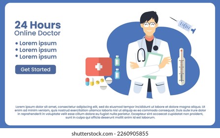 vector flat design hospital facilities web banner
