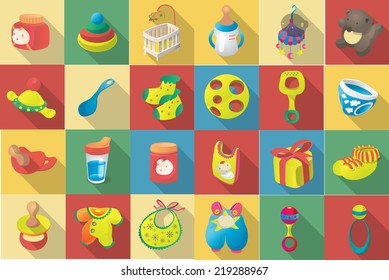 vector flat design icon of baby goodies