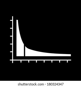 vector flat design icon of long tail graph for web design and seo search engine optimization infographic pictogram isolated on black background