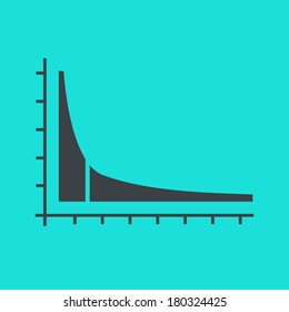 vector flat design icon of long tail graph for web design and seo search engine optimization infographic pictogram isolated on green background