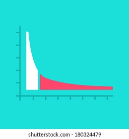 vector flat design icon of long tail graph for web design and seo search engine optimization infographic pictogram isolated on green background