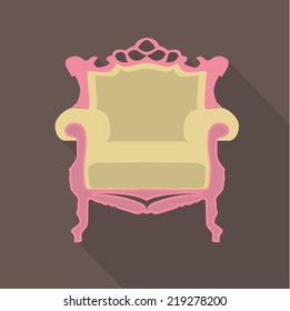 vector flat design icon of a vintage baroque single seat