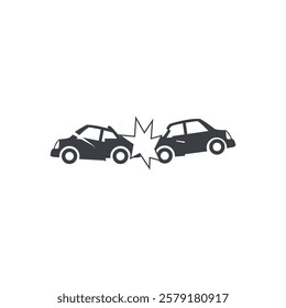 vector flat design illustration of car crash, wrecked car hit.