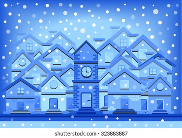 vector flat design illustration of christmas village