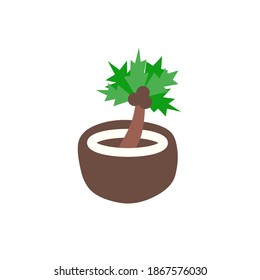 Vector flat design illustration of coconut tree in coconut fruit. Fresh and colorful