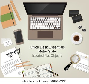 Vector flat design illustration concepts for web banners and promotional materials.  Office in retro style