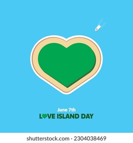 Vector flat design illustration in the form of a beautiful and iconic heart-shaped island, can be used for events celebrating Love Island Day.