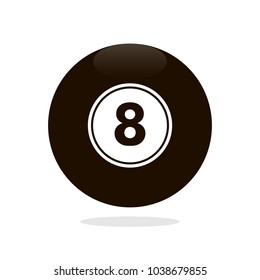 Vector Flat Design Illustration Of Magic 8 Ball Isolated On White Background.