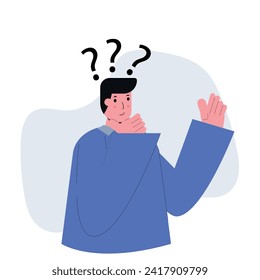 Vector flat design illustration of a man thinking