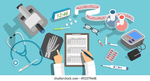 Vector flat design illustration of medicine and healthcare concepts