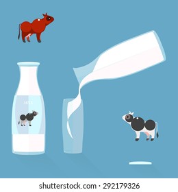 Vector flat design illustration of milk.Design elements.