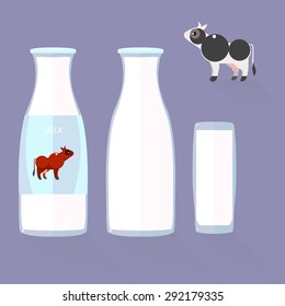 Vector flat design illustration of milk.Design elements.