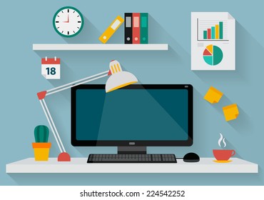 Vector flat design illustration of modern business office