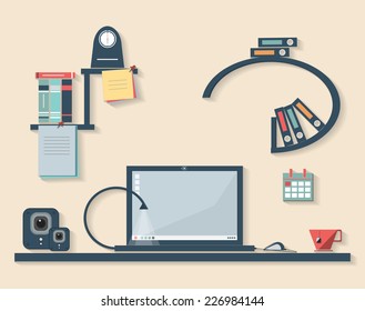 Vector flat design illustration of modern business office