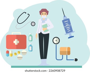 vector flat design illustration of online doctor concept