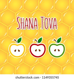 Vector flat design illustration for Rosh Hashanah card (Jewish New Year). Rosh hashanah holiday design for postcard or invitation card. Shana Tova celebration.