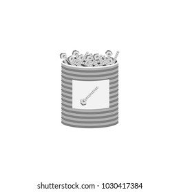 Vector flat design illustration set of craft, tools and equipment - screw in box.
Isolated on stylish white background