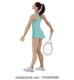 vector flat design illustration of a sportive girl in sports uniform who plays tennis isolated on white background. can be used in various types of advertising products for tennis clubs and courts.