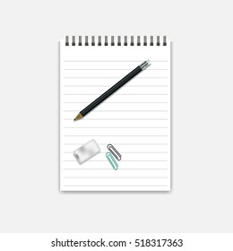 Vector Flat design illustration work space, Table space layout ( Realistic )