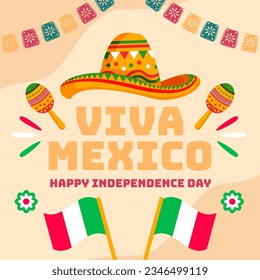 vector flat design independence Mexico Day, concept illustration