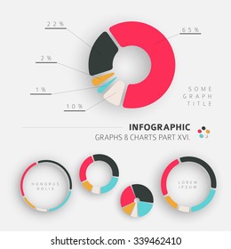 Vector flat design infographic elements - pie charts - 16. part of my infographic bundle