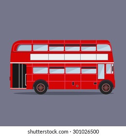 Vector Flat Design. London Buses Colored Silhouette 