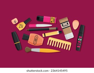 Vector flat design of make up.