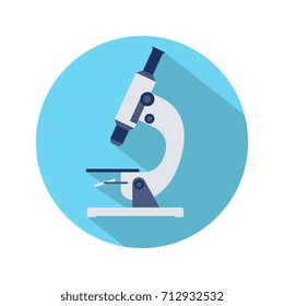 Vector flat design of microscope icon. Web chemistry education symbol illustration