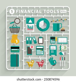 Vector flat design model kits for Financial tools. Element for use to success creative thinking