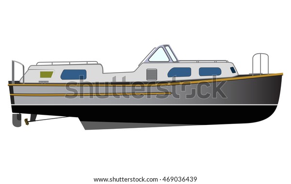 Vector Flat Design Narrowboat Narrow Canals Stock Vector Royalty Free 469036439