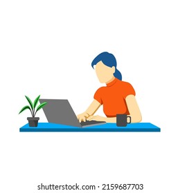 Vector flat design of an office women.  You can use banner designs and social media